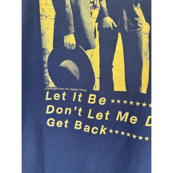 Beatles Shirt Mens 2XL Navy Blue Graphic Tee Apple Retro Yellow Band Music Merch - Picture 4 of 8